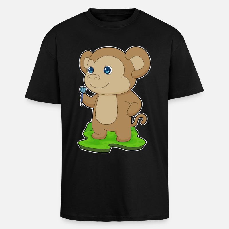 Fléchette de singe - T-shirt unisexe oversize épais - noir