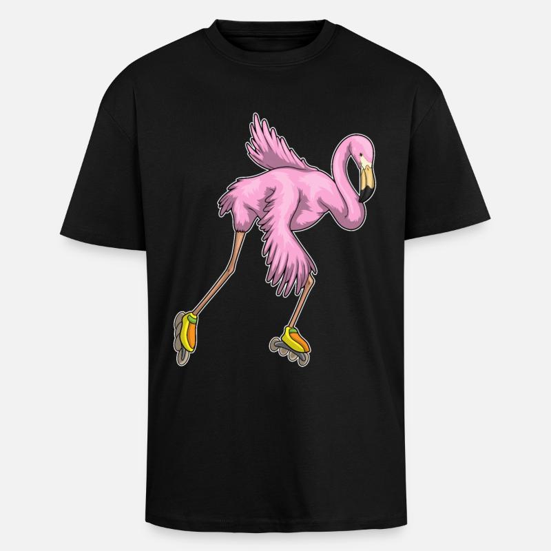 Flamingo Inline skating Rollschuhe - Oversized Heavyweight Unisex T-Shirt - Schwarz