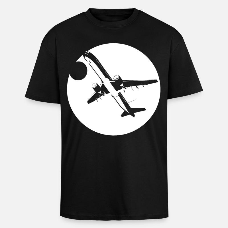 Flieger Zeichnung - Oversized Heavyweight Unisex T-Shirt - Schwarz