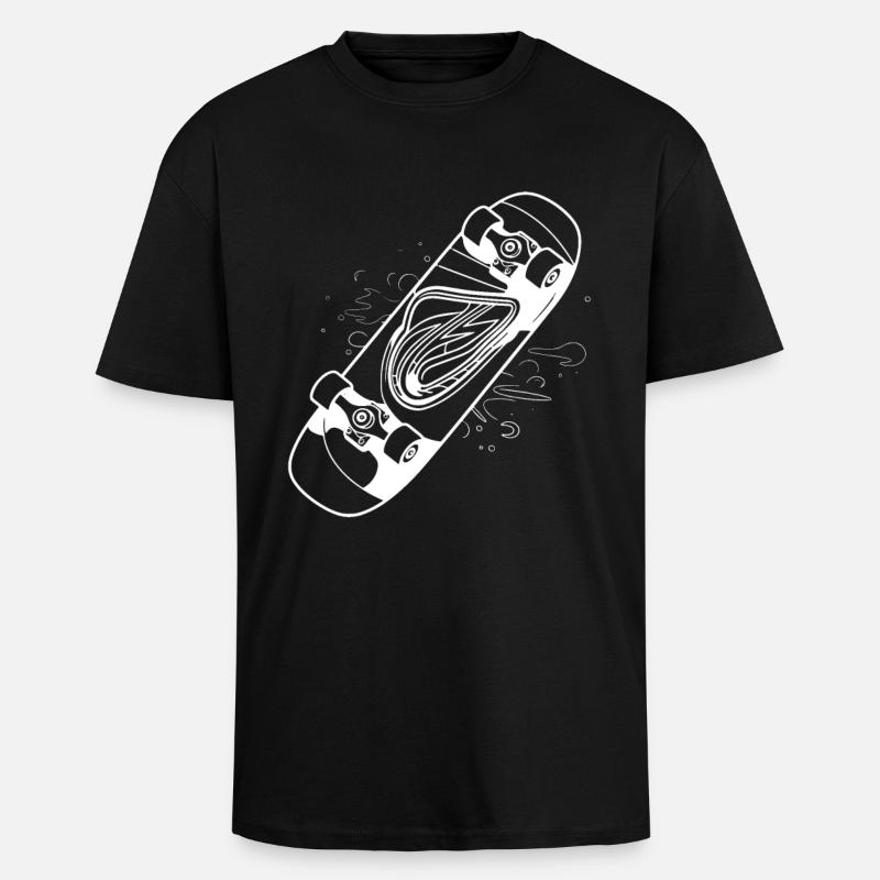 Dessin de planche à roulettes - T-shirt unisexe oversize épais - noir