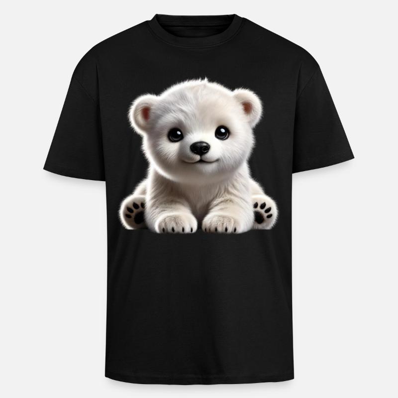Niedliches Eisbärenjunges-Design - Oversized Heavyweight Unisex T-Shirt - Schwarz
