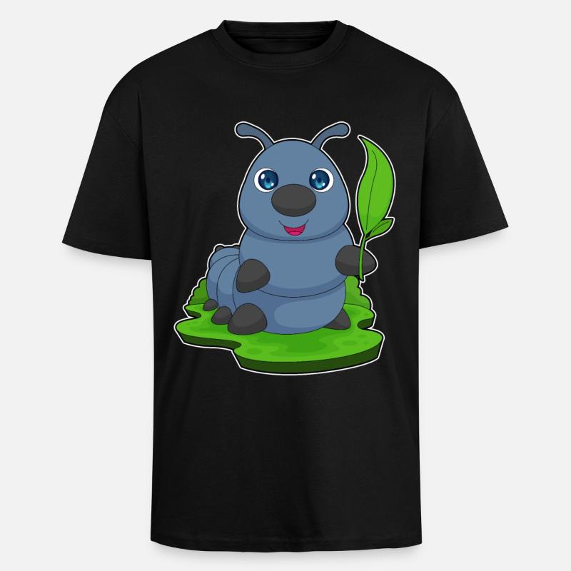 Raupe Blatt - Oversized Heavyweight Unisex T-Shirt - Schwarz