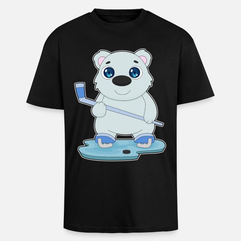 Eisbär Eishockey Eishockeyschläger - Oversized Heavyweight Unisex T-Shirt - Schwarz
