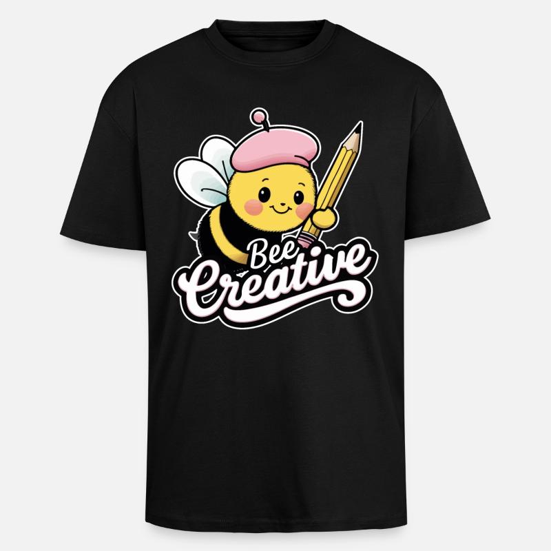 kreative Biene Bee be creative - Oversized Heavyweight Unisex T-Shirt - Schwarz