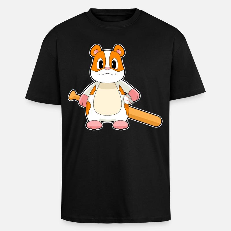 Hamster Baseball Baseballschläger - Oversized Heavyweight Unisex T-Shirt - Schwarz