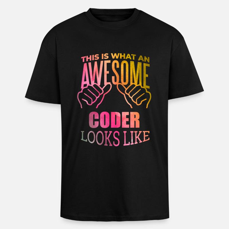 Codierung - Oversized Heavyweight Unisex T-Shirt - Schwarz