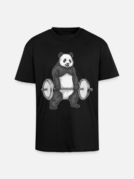Panda Bodybuilder Barbell Bodybuilding - Unisex Oversized Heavyweight T-shirt - black