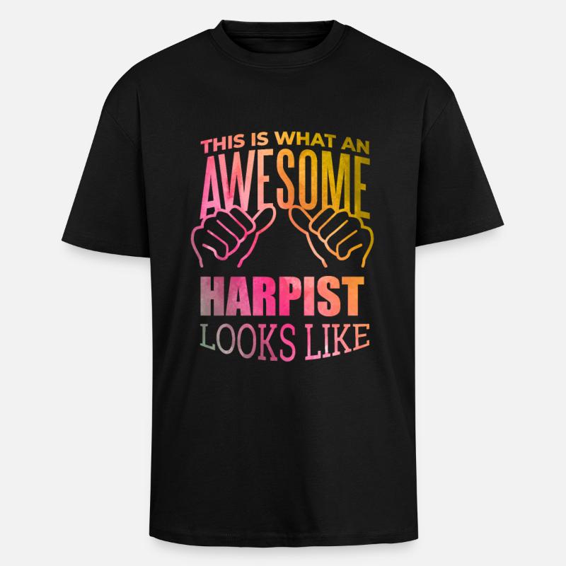 Harfe - Oversized Heavyweight Unisex T-Shirt - Schwarz