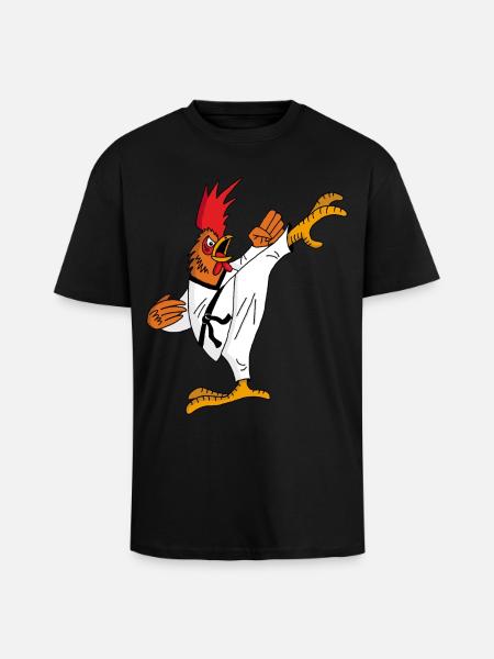 Rooster and Karate - Unisex Oversized Heavyweight T-shirt - black