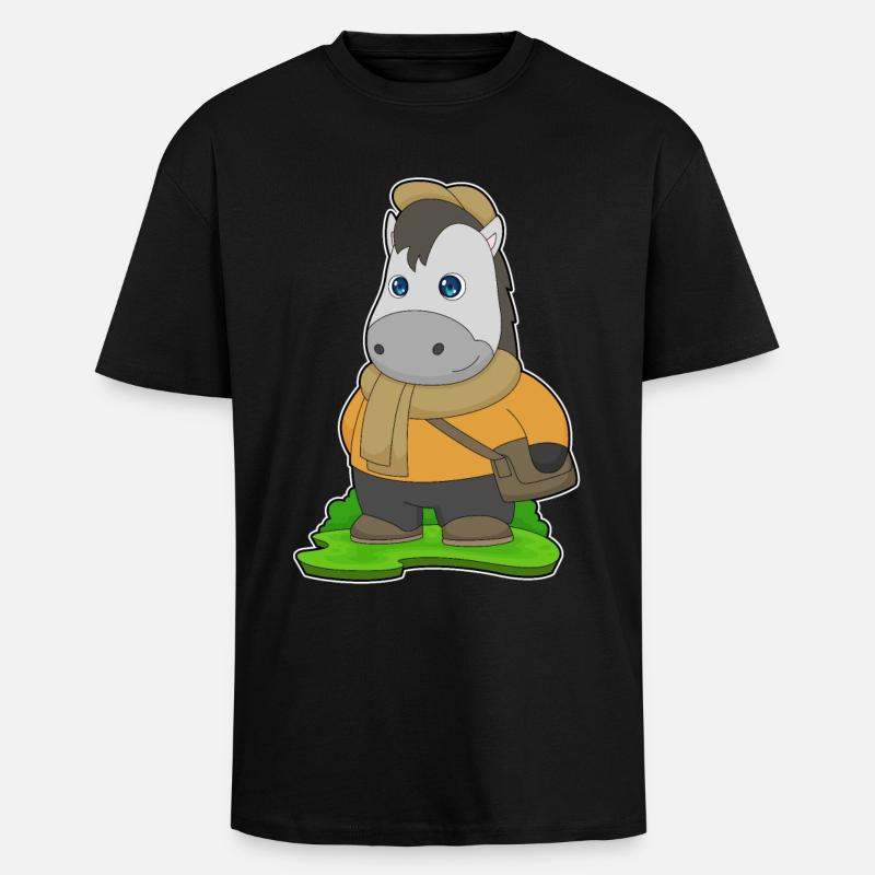 Pferd Handtasche - Oversized Heavyweight Unisex T-Shirt - Schwarz
