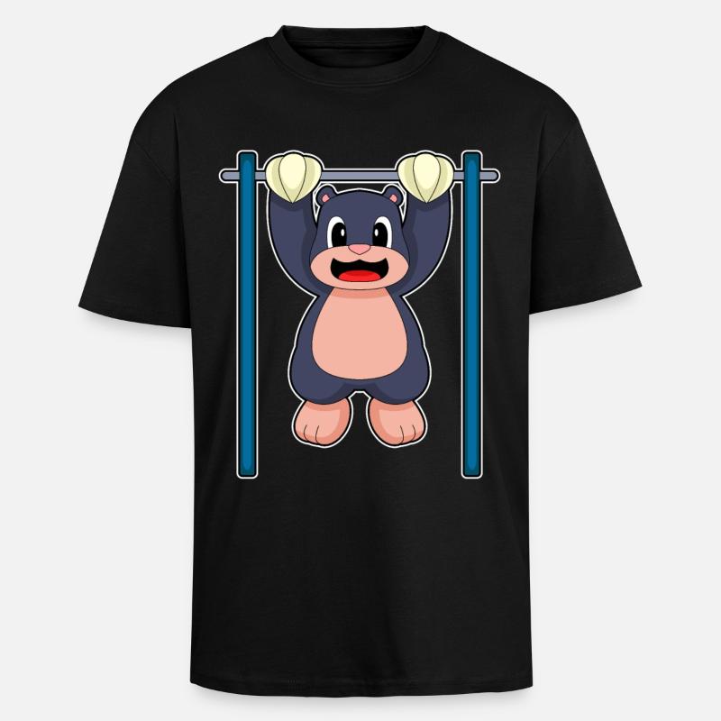 Mole Bodybuilder Pull-ups Bodybuilding - Unisex Oversized Heavyweight T-shirt - black