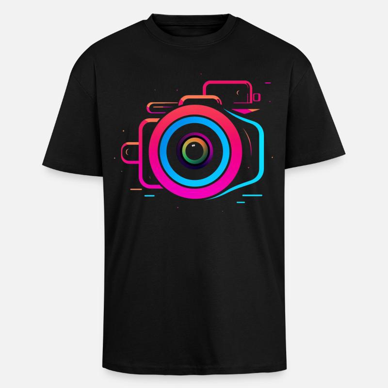 Camera Synthwave Style - Unisex Oversized Heavyweight T-shirt - black
