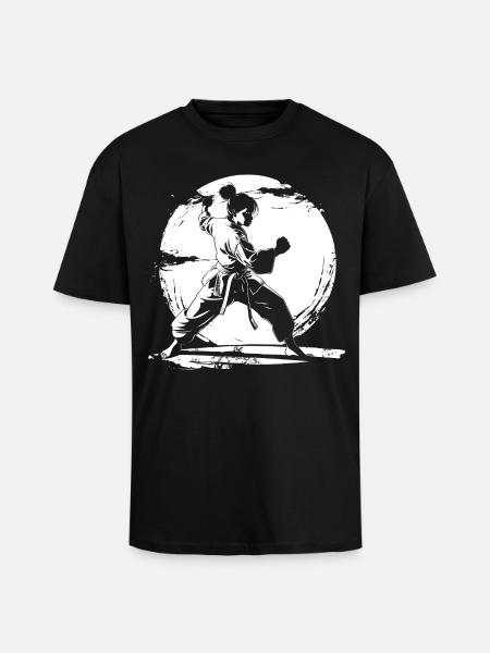 Dessin de fille de karaté - T-shirt unisexe oversize épais - noir