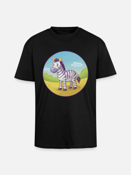 zebra, sød, kawaii, cartoon Clipart, dyr, kæledyr - Unisex oversized heavyweight t-shirt - sort