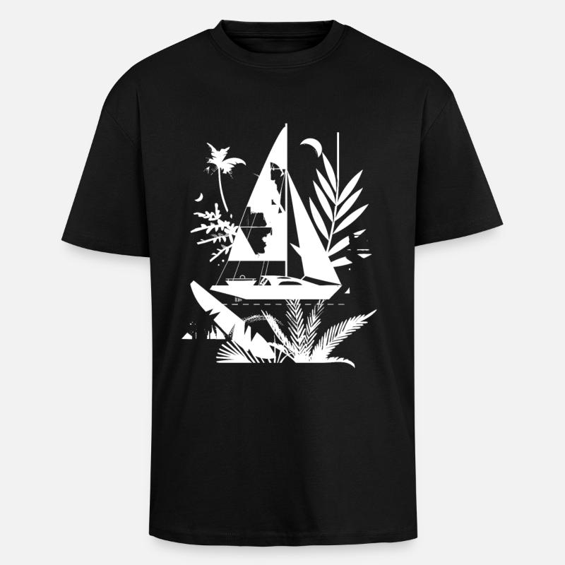 Segelboot Comic - Oversized Heavyweight Unisex T-Shirt - Schwarz
