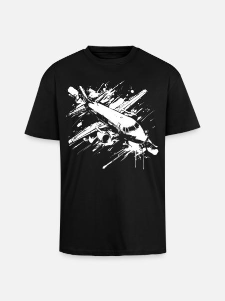 Airplane Street Art - Unisex Oversized Heavyweight T-shirt - black