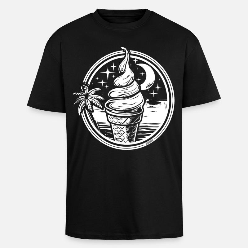 Dessin de crème glacée - T-shirt unisexe oversize épais - noir