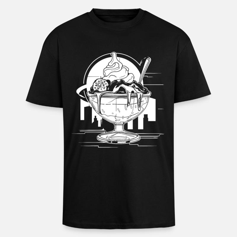 Sundae à la crème glacée graphique - T-shirt unisexe oversize épais - noir