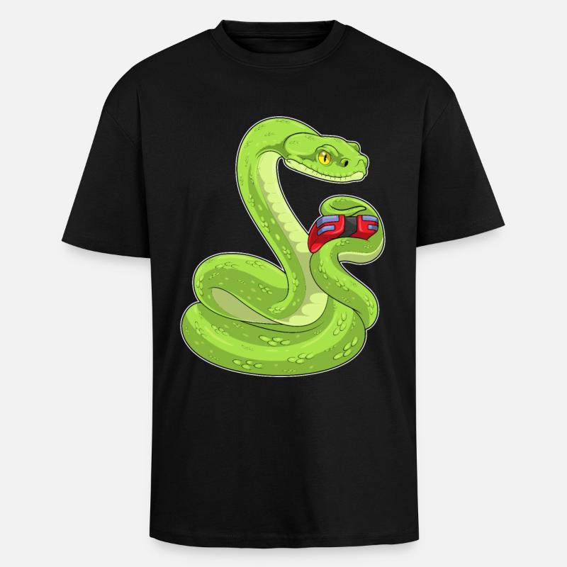 Snake Gamer Controller - Unisex Oversized Heavyweight T-shirt - black
