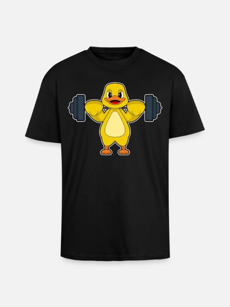 Duck Bodybuilder Barbell Bodybuilding - Unisex Oversized Heavyweight T-shirt - black