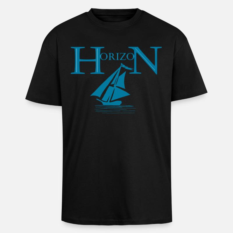 Boot und Horizont - Oversized Heavyweight Unisex T-Shirt - Schwarz