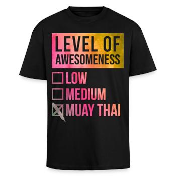Muay Thai - Oversized Heavyweight Unisex T-Shirt - Schwarz - Vorne - Alina (178cm) & Michal (187cm)