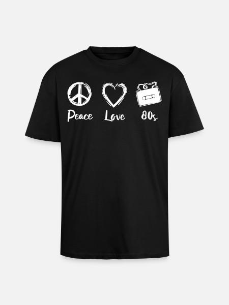 Peace Love 80s - Unisex Oversized Heavyweight T-shirt - black