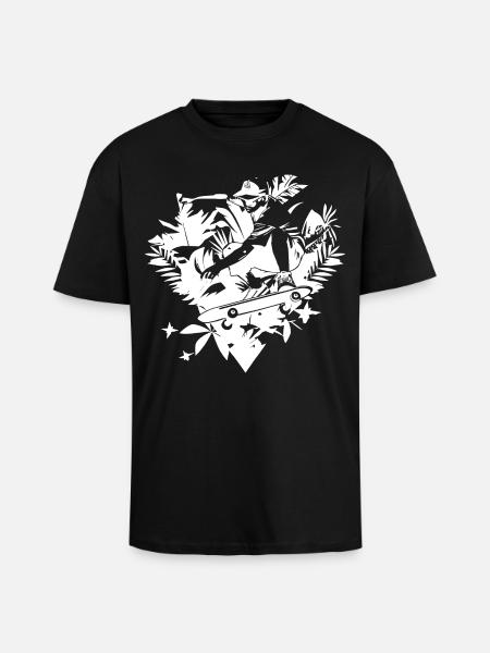Skater Drawing - Unisex Oversized Heavyweight T-shirt - black