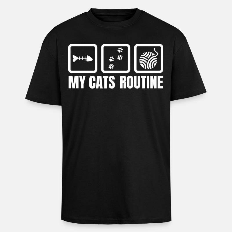 Routine meiner Katze - Oversized Heavyweight Unisex T-Shirt - Schwarz