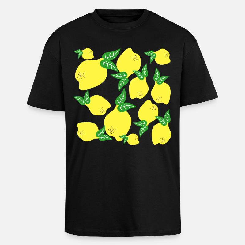 Lemon Pattern - Unisex Oversized Heavyweight T-shirt - black