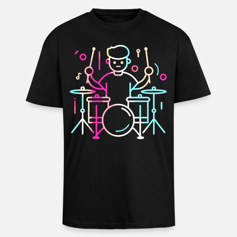 Drummer Boy Dessin - T-shirt unisexe oversize épais - noir