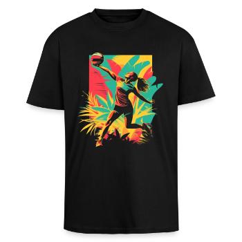 Joueur de volley-ball - T-shirt unisexe oversize épais - noir - Devant - Alina (178cm) & Michal (187cm)