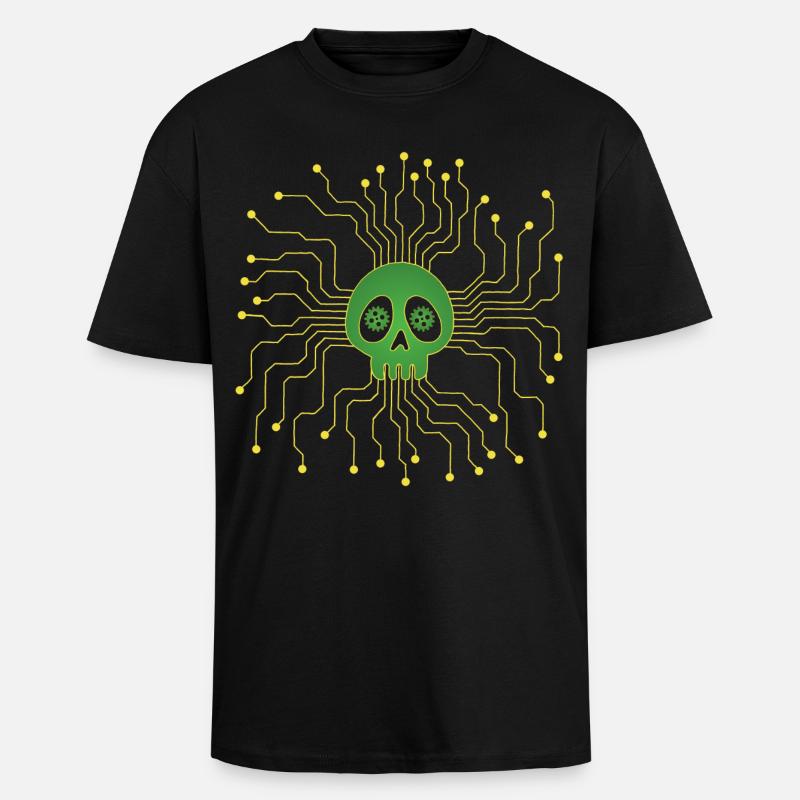 Crâne microprocesseur - T-shirt unisexe oversize épais - noir