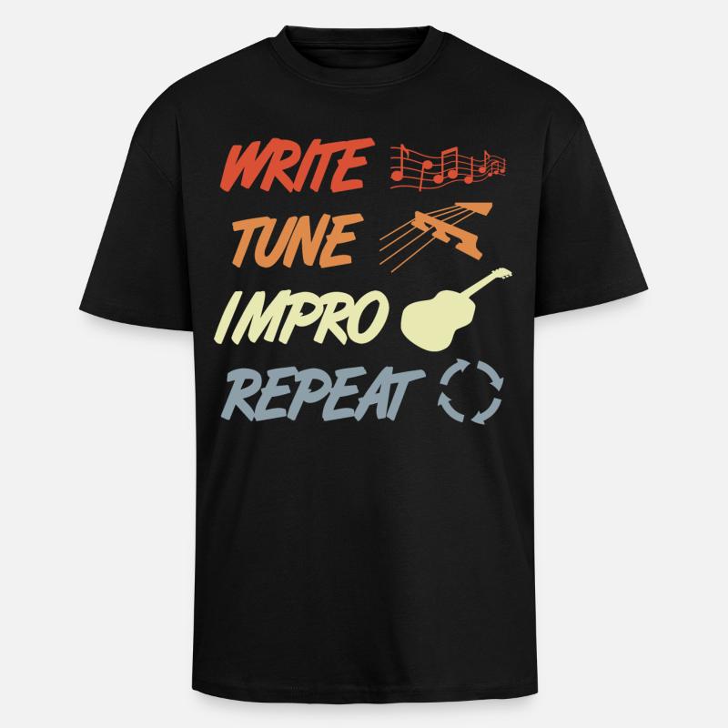 Routine de guitariste drôle - T-shirt unisexe oversize épais - noir