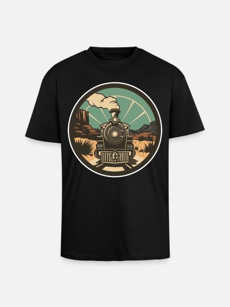 Railway Illustration - Unisex Oversized Heavyweight T-shirt - black