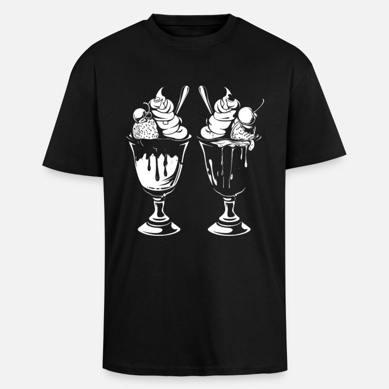 Graphique de coupe glacée - T-shirt unisexe oversize épais - noir