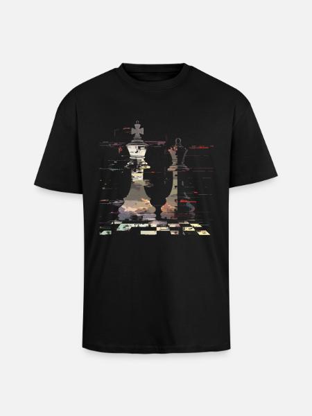 Chess Queen and King Graphic - Unisex Oversized Heavyweight T-shirt - black