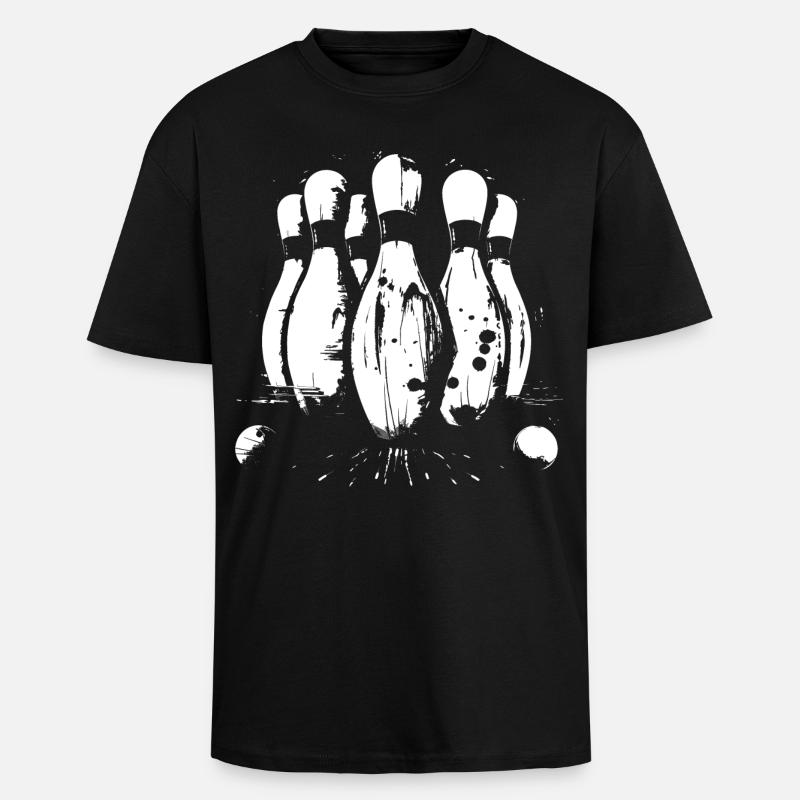 Graphismes du jeu de bowling - T-shirt unisexe oversize épais - noir