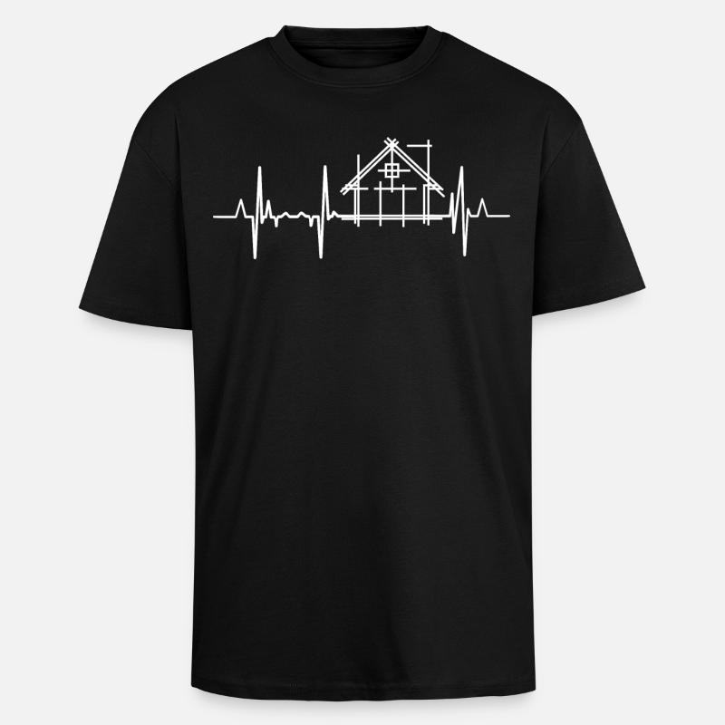 Mon cœur bat pour l’architecture - T-shirt unisexe oversize épais - noir