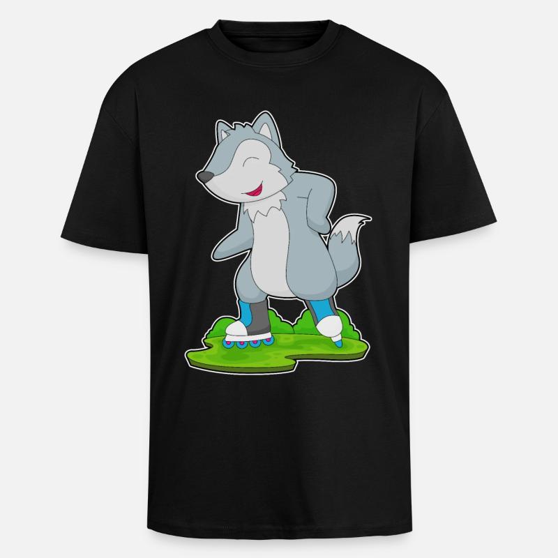 Wolf Inline skating Inline skates - Oversized Heavyweight Unisex T-Shirt - Schwarz
