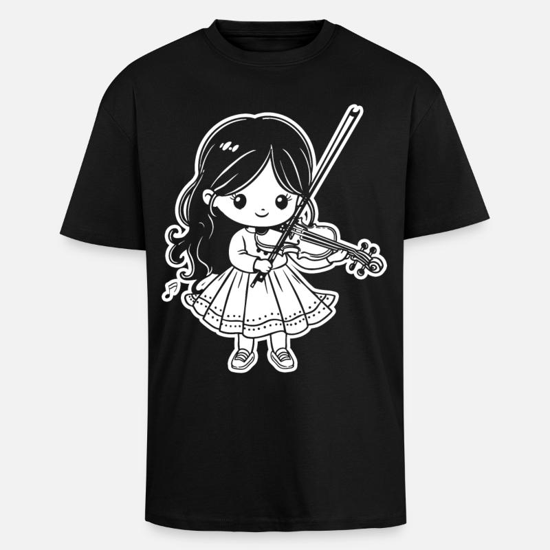 Violinen Mädchen - Oversized Heavyweight Unisex T-Shirt - Schwarz