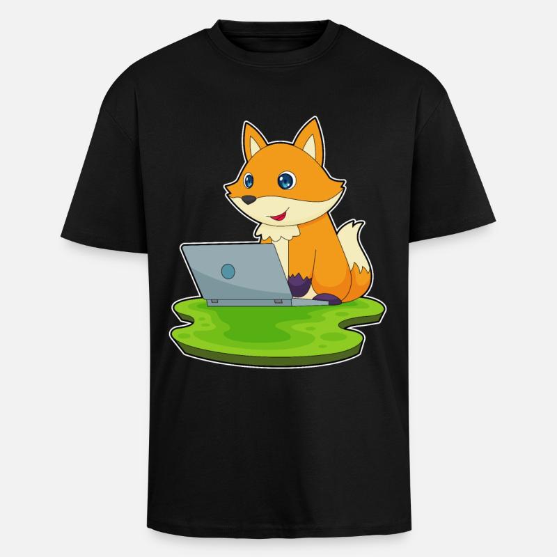 Fuchs Laptop - Oversized Heavyweight Unisex T-Shirt - Schwarz