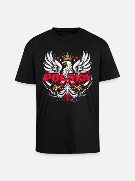 Polen Polska Polsk Rød Hvid Ørn Krone Begavet - Unisex oversized heavyweight t-shirt - sort