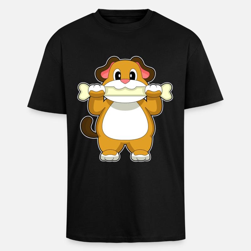 Hund Knochen - Oversized Heavyweight Unisex T-Shirt - Schwarz