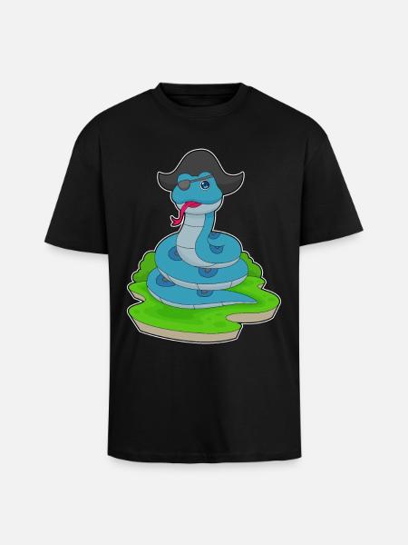 Snake Pirate Pirate Hat - Unisex Oversized Heavyweight T-shirt - black