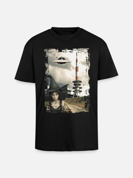 UFO Brocken im Harz - Oversized Heavyweight Unisex T-Shirt - Schwarz