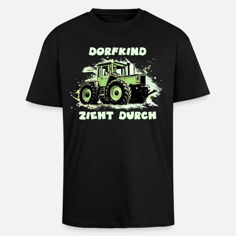 Dorfkind Zieht Durch - Oversized Heavyweight Unisex T-Shirt - Schwarz