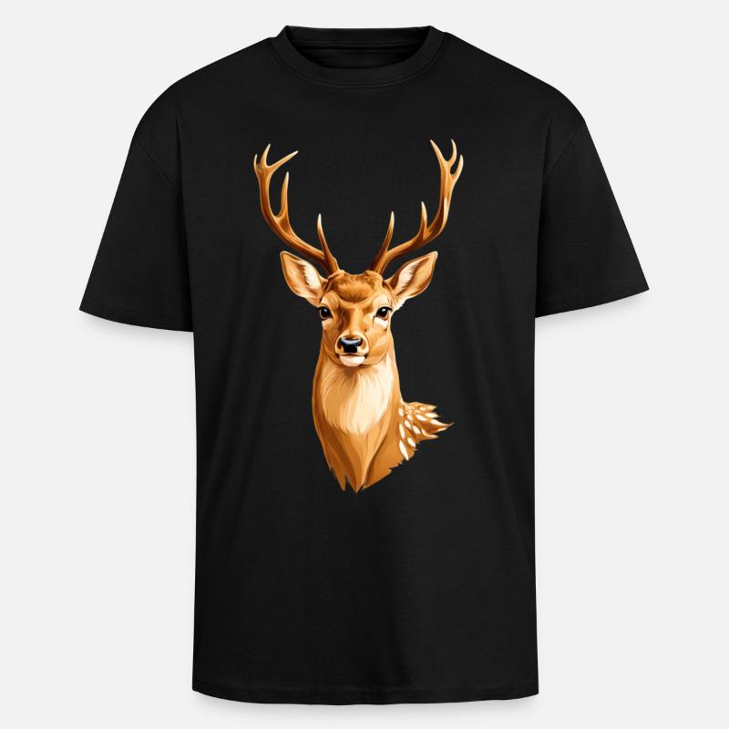 Goldener Hirsch - Oversized Heavyweight Unisex T-Shirt - Schwarz