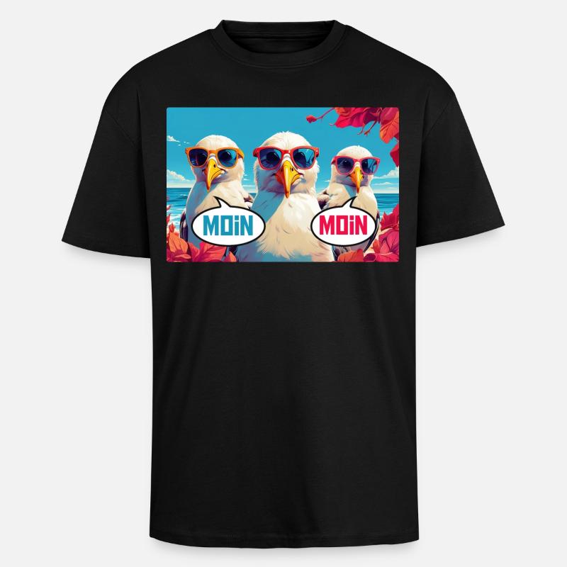 Moin Moin Möwen - Oversized Heavyweight Unisex T-Shirt - Schwarz