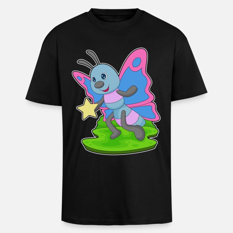 Étoile papillon - T-shirt unisexe oversize épais - noir